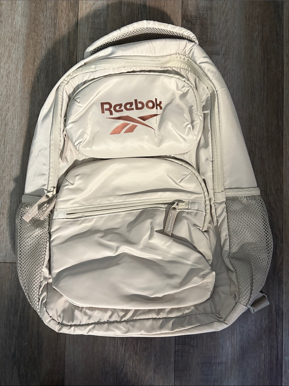 Reebok Off-White Backpack with Blush Logo